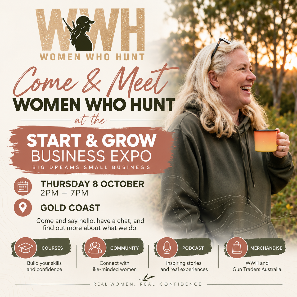 Women Who Hunt exhibiting at the Start & Grow Business Expo in Broadbeach on 8 October 2026