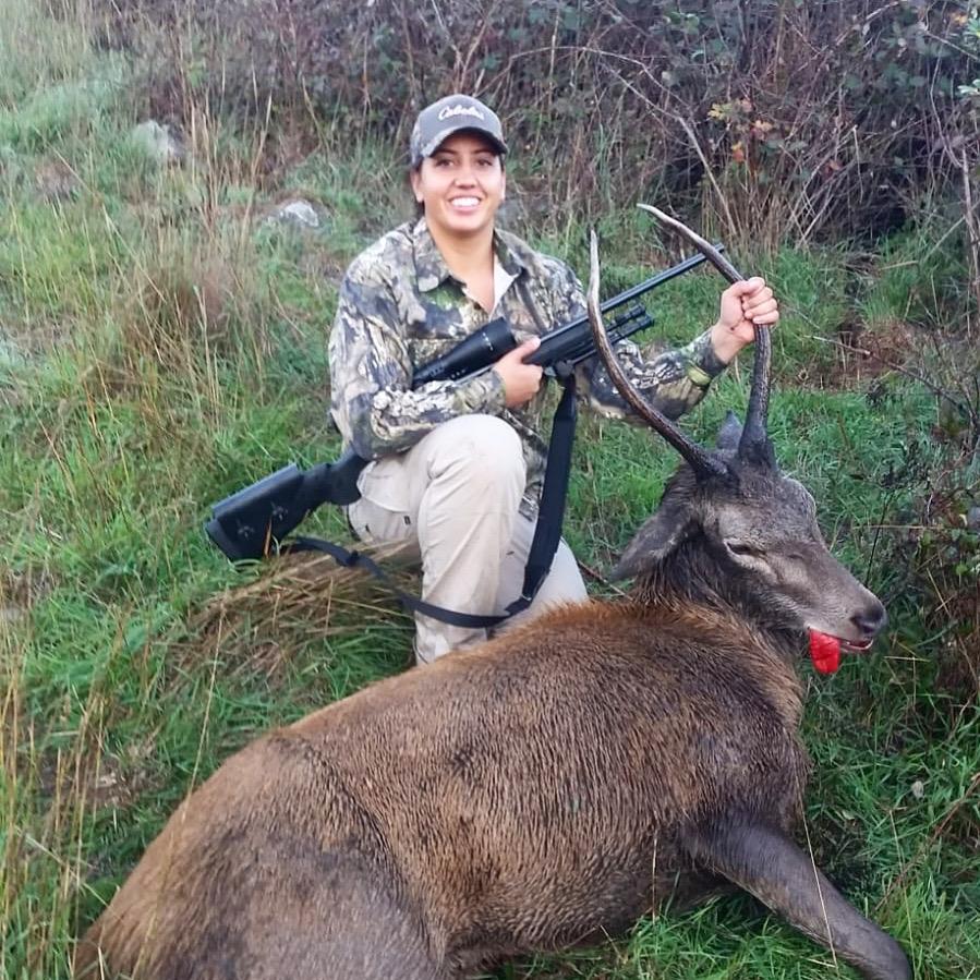 Claire with the red stag she took at Oberon