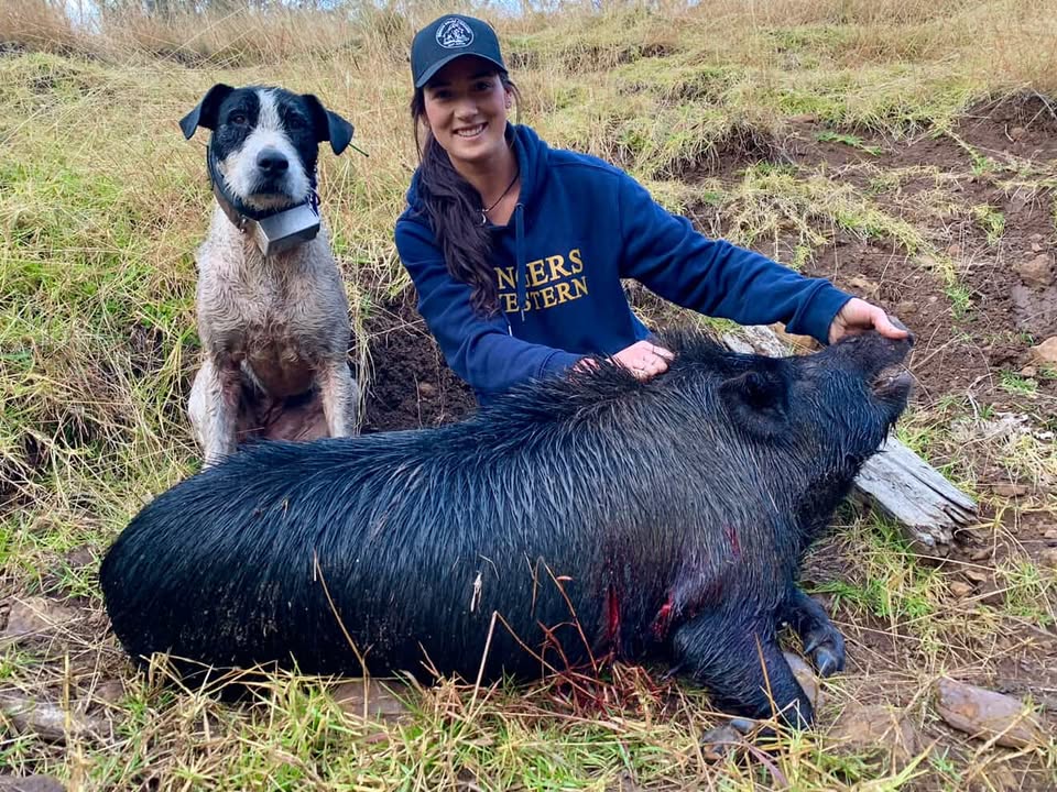 Liv with Tikka and a pig
