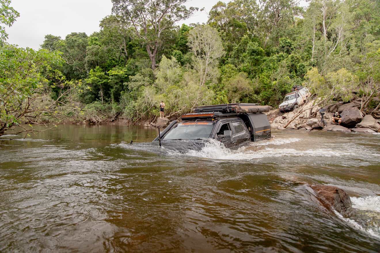 Liv's rig fording a deep river crossing
