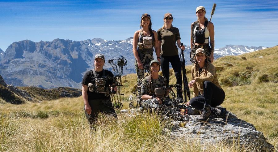 Kate and five other women on a New Zealand mountain ridgeline