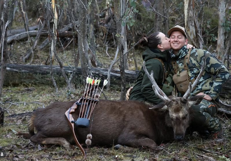 Nadine and Ben in the Victorian bush with the trad bow